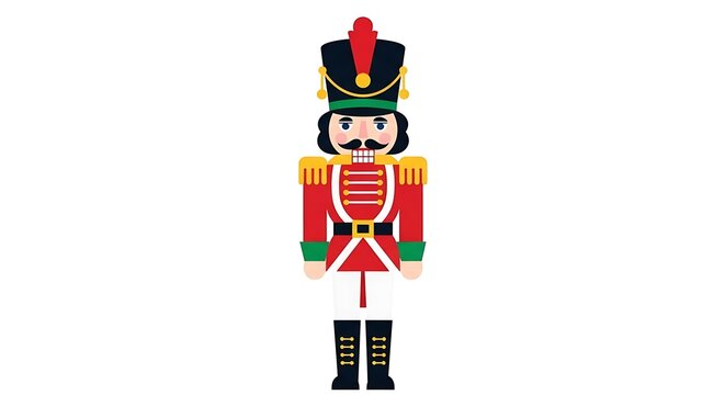 Festive Nutcracker Soldier with Red Uniform and Tall Hat