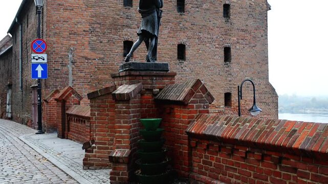 Monument uhlan with girl in Grudziadz, Poland