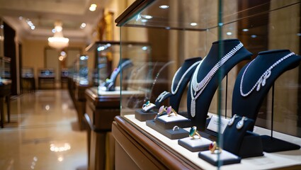 Luxury Watch and neckless in Glass Showcase