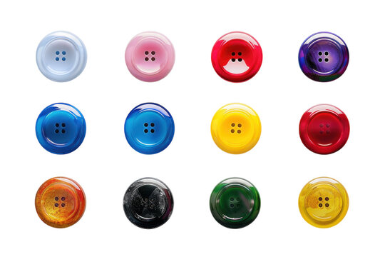 Set of 12 colorful round sewing buttons illustration isolated on Transparent Background
