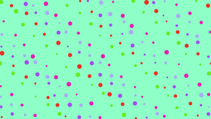 Colorful polka dot pattern on mint background playful and modern style
