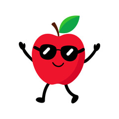 red apple with a smile