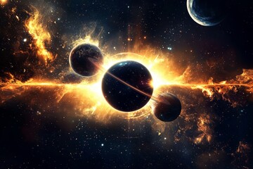 Obraz premium Explore the wonders of a vast space filled with celestial bodies.