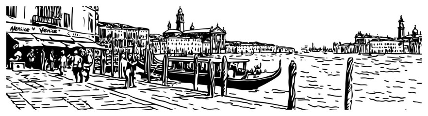 Venice Grand Canal with Gondolas Panorama © Tomas