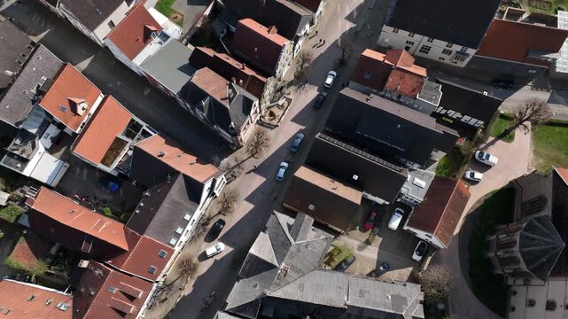 Lemgo town skyline aerial view top down