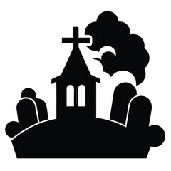 foggy graveyard vector icon
