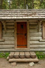 Wooden Door on Log Cabin at Ipsut Creek Campground