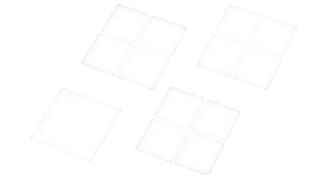 Four empty ice cube trays isolated on transparent background, ready for freezing