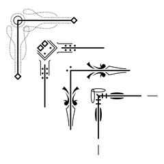 Set Hand Draw Of Corners Different Shapes Flower Decoration Vector Design Doodle Sketch Style For Wedding And Banner