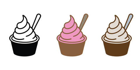 Cup Ice-cream Icon Set. Vector Icon. Illustration.