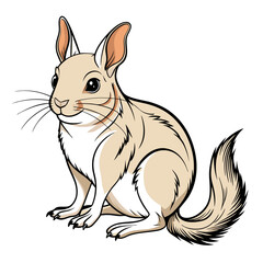 Cartoon illustration of a cute jerboa animal sitting upright