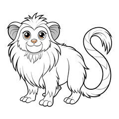 Cartoon lemur with fluffy white fur and ringed tail