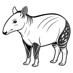 Stylized Tapir Illustration with Black and White Coloring