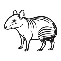 Stylized Line Art Pacarana Illustration on White Background