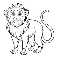 Line art illustration of monkey standing in full view