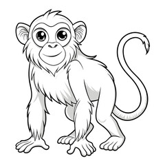 Cartoon monkey character illustration in grayscale vector format