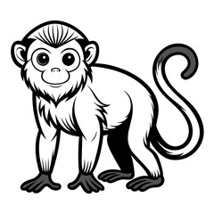 Playful monkey cartoon illustration with bold outlines and simple shading