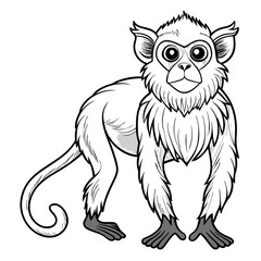Cartoon monkey standing looking forward with a curly tail