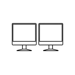 Two computer monitors outline