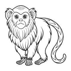 Cute Cartoon Monkey Illustration Suitable for Coloring Books