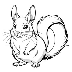 Stylized chinchilla vector illustration in black and white format