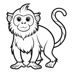 Cartoon monkey illustration with outlines on white background