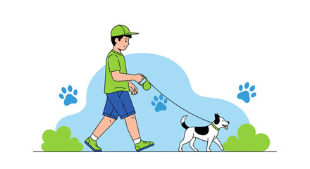 Joyful Walk: A Young Person And Their Happy Dog Enjoying A Calm Promenade Together
