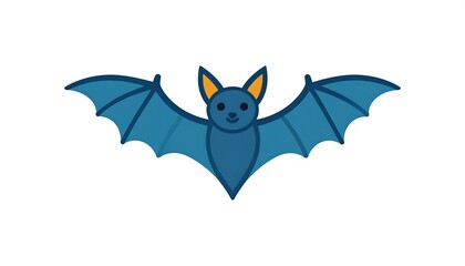 Cute cartoon bat against white background