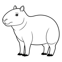 Illustration of a Lowland Tapir with Bold Outline