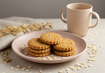 Baby oat biscuits on plate for toddler snack