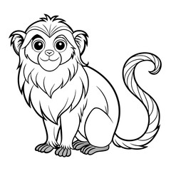 Cute Cartoon Monkey Illustration with Detailed Line Art Design