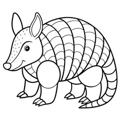 Illustration of an armadillo contour drawing ready to be colored