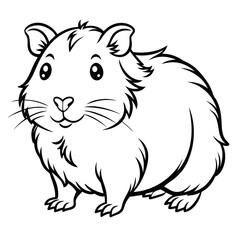Cute cartoon guinea pig drawing on a white background