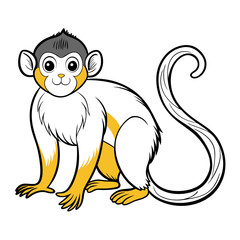 Cute cartoon squirrel monkey sitting with expressive eyes