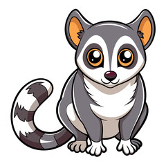 Cute Cartoon Ring-tailed Lemur Illustration on a White Background