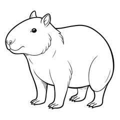 Black and white line drawing of a Capybara