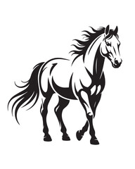 elegant equine silhouette vector illustration; high-contrast black and white horse artwork for branding