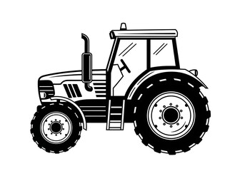 Obraz premium Tractor silhouette in black and white great for farming industry