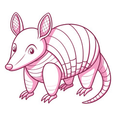 Cartoon Armadillo Illustration Walking Forward with Striped Shell Details