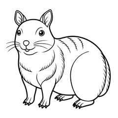 Cartoon stylized guinea pig illustration in black and white
