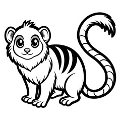 Cute cartoon tiger cub with black stripes illustration