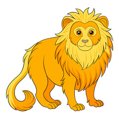 Cartoon-style lion illustration with golden fur on white background