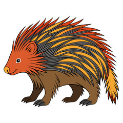 Cartoon porcupine illustration with quills in orange and gray