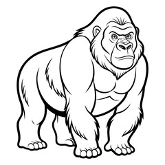 Cartoon gorilla standing illustration with bold lines and shading