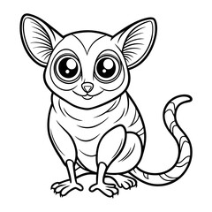 Cute cartoon tarsier line art on a white background