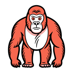 Standing cartoon gorilla illustration with thick black outlines and coloring