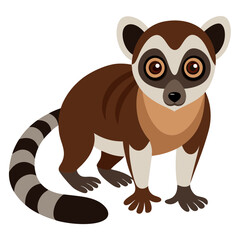 Cartoon-style ring-tailed lemur illustration on a white backdrop