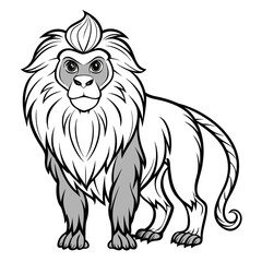 Stylized Lion Illustration with Bold Outlines and Gray Shading