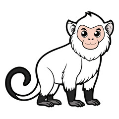 Cartoon illustration of a Coppery Titi monkey on white