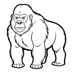 Bold cartoon gorilla standing alert with a serious expression